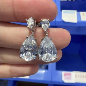 Huitan Đơn Giản Và Thanh Lịch Dang Bông Tai Nữ Pha Lê Hình Giọt Nước Đính Đá Cubic Zirconia Cao Cấp Cưới Cô Dâu Bông Tai Trang Sức Hợp Thời Trang