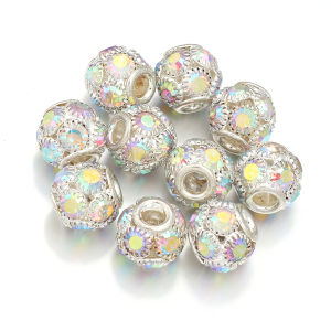 5pcs 12mm AB Color Metal Crystal Beads Rhinestone Ball Shape Loose Beads for Jewelry Making DIY Gift Bracelet Accessories