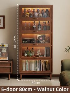DONGMU | Vintage Style Glass Door Wooden Bookcase Display Cabinet