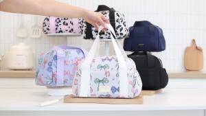 Half-Round Portable Lunch Bag Insulated Bento Tote with Multi-Pocket Design RH2554