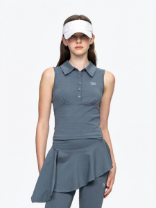 ANN ANDELMAN | Solid Color Sleeveless Polo Bodycon Vest Outfit