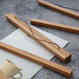 Natural Wood Magnetic Poster Hanger 21 30 40 50cm Teak Pine Scroll Painting Frame Wood Photo Frame Black White Canvas Frame