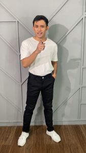 ERACOZ Celana Chino Panjang Pria Carbon Stretch Skinny Fit Big Size Jumbo Black