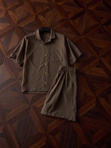 ZHUOCAN | Summer Men Cuban Collar Breathable Two-Piece Set