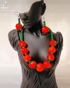 ECO STORY™ Terra Cotta Mandarin Orange Designer Handmade Jewellery Set
