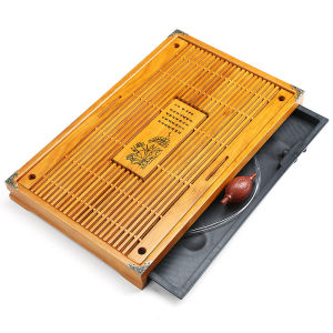 Long Rectangular Drawer-style Tea Tray Real Wood Japanese Wax Tree