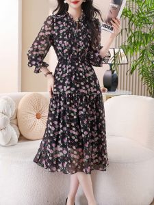 Fashion Retro Floral Slim Waist Dress