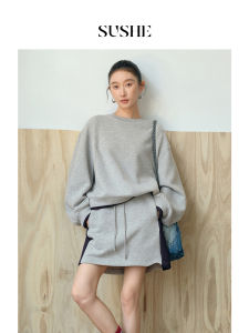 SUSHE | Retro Napped Heavy-duty Loose Fit Hoodie and Shorts Set