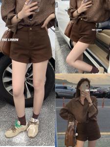 Caramel Elastic Casual Womens Jeans Shorts High Waist Butt Lifting Spring New Style Comfortable Fit Cotton Polyester Blend