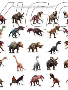 50 แผ่นสติกเกอร์มังกรยุคจูรัลซี ปกป้องน้ำ สมุดบันทึก สมุดโน้ตคอมพิวเตอร์ ของเล่นเพื่อการศึกษาสำหรับเด็ก ลายการ์ตูน