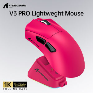ATTACK SHARK | ATTACK SHARK V3PRO Lightweight Mouse25000DPIPAW3311 Sensor1KHz Polling Rate400IPS40GWired/2.4G/BTWeb Cloud-Driven