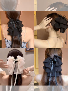 กิ๊บติดผมรูปฉลามสำหรับผู้หญิง สไตล์เกาหลี พร้อมโบว์ผูกเชือก เครื่องประดับผมแบบใหม่ 2025 ทรงเรขาคณิตสุดเก๋