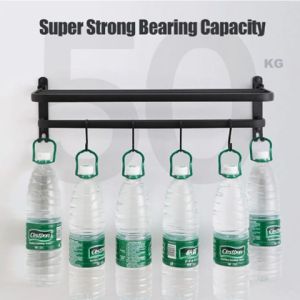 Bathroom Towel Rack Waterproof and Rustproof Toilet Rack Black Wall Mount Sticker Installation Self-Adhesive Towel Rack