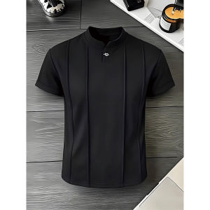 LIUBU | Áo Polo Boxy Fit Vai Đều Màu Đen Mùa Hè