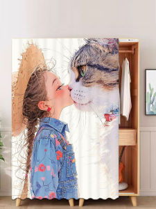 Cartoon Anime Door Curtain Closet Bookshelf Dustproof Cover-Up Shelf Shoe Cabinet Blind No-Punching Required Home Decor