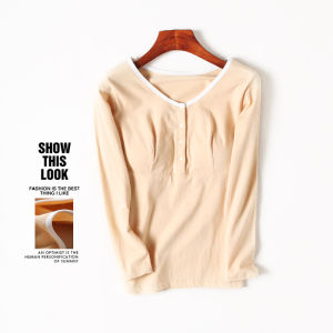 Cotton Front Buckle Breastfeed Outwear Autumn Clothes Long Sleeve with Chest Pad Confinement Clothing Pregnant Women Postpartum Nursing Clothing Pajamas Tops