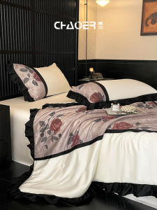 Luxurious Tencel Fabric Floral Edge Soft and Skin-friendly Bedding 4-Piece Set