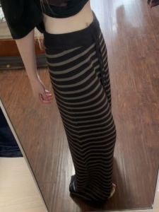 Korean Style High Waist Striped Knitted Casual Pants Womens Autumn Winter Small Size Slimming Loose Warm Floor-Length Straight Leg Pants