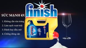 Bột rửa chén bát Finish 1kg hương chanh lemon sparkle nhập khẩu châu Âu -  Can Bột Finish rửa chén 4 tính năng rửa sạch mà siêu tiết kiệm