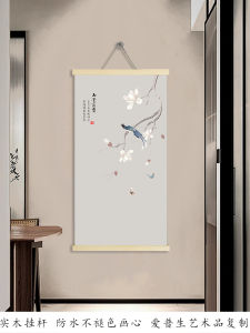 Modern Chinese Zen Style Decorative Painting Vertical Corridor Wall Art Flower Bird Tea Room Decor Entrance Hall Hanging Picture