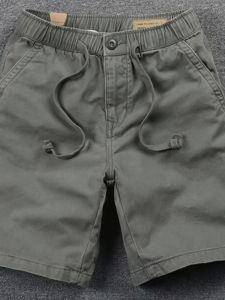 Summer Quality Mens Casual Cotton Shorts Trendy Vintage Workwear Five-Quarter Length Outdoor Fashionable Straight Leg Trousers