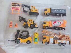 ( xe kim loại) Bộ sưu tập 6 xe ô tô máy xúc công trường kim loại