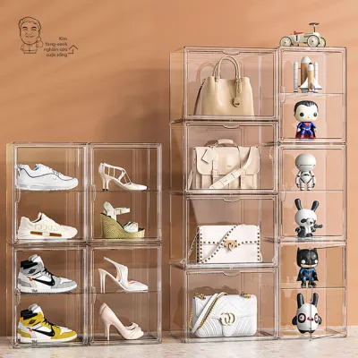 Tủ trưng bày trong suốt hộp đựng túi xách hộp lưu trữ bằng acrylic kệ có vách ngăn cỡ lớn