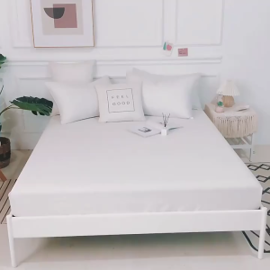 King Size Hotel White 4 in 1 Fitted Bedding Set White Fitted Sheet Hotel Cadar Putih Sarung Bantal