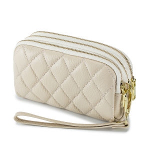 Fashionable Large Capacity Long Leather Wallet for Women Mom Handbag Zipper Three Layers Mobile Phone Bag Sweet Lady Style