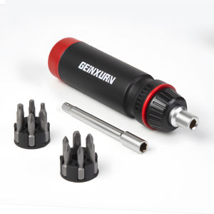 Geinxurn Long Handle Ratchet Screwdriver Set with Sockets and S2 FIXEDGE Multi Screwdriver Bit Stored in HandlePerfect for Home