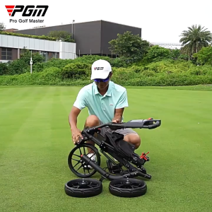 PGM 3 Wheel Golf Cart for Sale Golf Trolley Cart Club Cart Foldable with Brake Bring Seat Storage Cloth Bag QC007