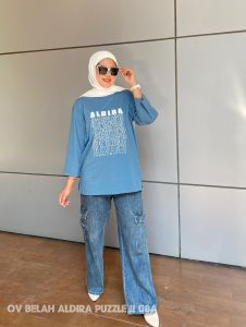 kaos merah atasan wanita oversize aldira terbaru
