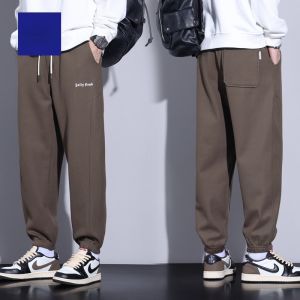 ROMON | Romon Mens Casual Loose Fit Elastic Waist Sports Pants Autumn Winter New Style Trendy Brand Heavyweight Sweatpants