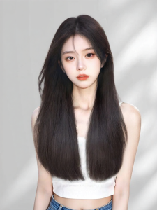 MENGSIQIAN | Natural Invisible Middle Part Straight Human Hair Lace Wig