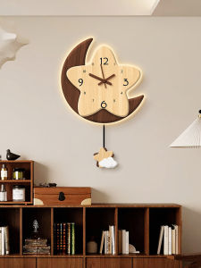 BEISIJIA | Creative Retro Moon Clock Wall Mounted Drilling Free Wooden