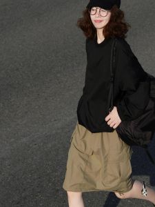 Simplistic Drawstring Utility Pocket Slim Fit A-Line Skirt