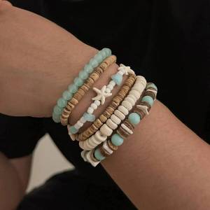 Ingemark | Ingemark 6 Cái/bộ Vintage Bohemia Vỏ Dừa Hạt Thủy Tinh Vòng Tay Hợp Thời Trang Sao Biển Nhựa Cơm Đính Hạt Lắc Tay Cho Nam Nữ