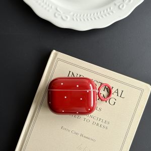 Simple Korean Polka Dot Red Solid Color Glossy Protective Earphone Case Suitable for AirPods 1 2 3 4 Pro Pro2nd Generation