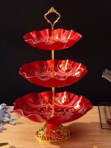 Đĩa Đựng Trái Cây Đỏ Cưới Trang Trí Nhà Hàng Trang Trí Nhà Đĩa Đựng Trái Cây Hạt Bí Đỏ Hạt Khô Kẹo Đĩa Đựng Trái Cây