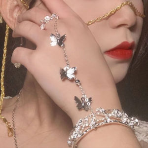 Elegant Butterfly Plum Blossom Bracelet Ring Bell Integrated Versatile Luxury Trendy Gift Hanfu Accessories Traditional Style