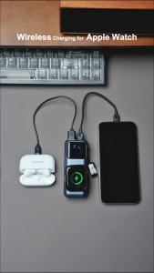 Pin Sạc Dự Phòng Mini 10000mAh 22.5W Tích Hợp Sạc Apple Watch - 2 Cổng USB-C & USB-A Kèm Dây Đeo Sạc Nhanh Type-C Sạc Đồng Thời 3 Thiết Bị - Tiện Lợi Du Lịch - Bảo Hành Chính Hãng