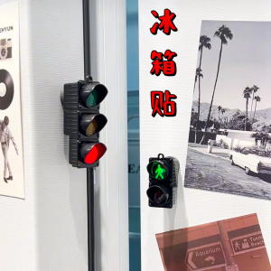 Creative Kitchen Toy Fridge Magnet Red Green Light Glowing 3D Miniature with Indicator Light Refrigerator Decorations
