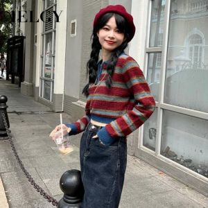 Áo Len SọC Tay áo dài ngắn nữ ielgy