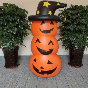 Bộ Trang Trí Bí Ngô Bơm Hơi Halloween - Bí Ngô Đứng Màu Cam Chứa Nước Trang Trí Chào Mừng Ngày Lễ Ngoài Trời