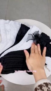 Tất nơ cổ cao mang giày lolita Mr.Socks dễ thương vớ đính nơ chất liệu sợi poly mềm mịn co giãn êm chân - ZH-111-1DOI