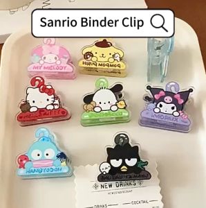 [Ready Stock] Cute Sanrio Disney Animal Cartoon Pin Paper Clip Mini Binder Clip Small Acrylic Clip Office Stationery Accessories Student School Notebook Bookmark File Snack Double Clip Cat Dog Panda Clip Gift For Girls