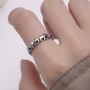 VENTFILLE Silver Color Elephant Ring for Women Girl Gift Thai Style Mascot 925 Stamped Jewelry Dropshipping