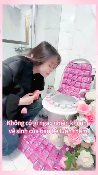 Viên Tẩy Bồn Cầu Tự Động Khử Mùi Diệt Khuẩn, Hương Hoa Hồng - Sạch Bóng, Thơm Lâu - Combo 5 Viên