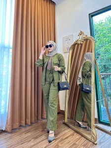 Setelan Anira Polos Resleting Kantong Dua Tangan Panjang Karet |Remaja#26