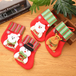 YESPERY 4Pc Christmas Socks gift bags stockings Santa Bear Elk Snowman Xmas Tree Hanging Ornament